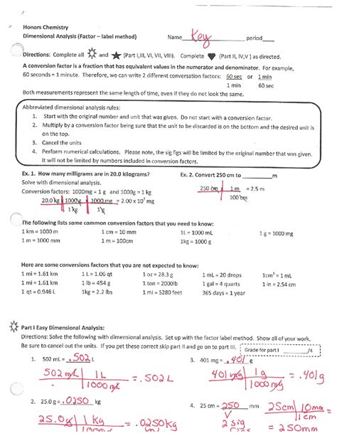 Dimensional Analysis Worksheet With Answers Pdf Chemistry | Try this sheet